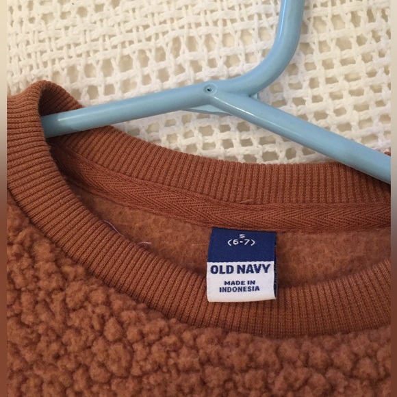 Teddy Bear Sweater sweatshirt Old Navy Girls 6/7 Sherpa sheepskin look sweater - Picture 3 of 5